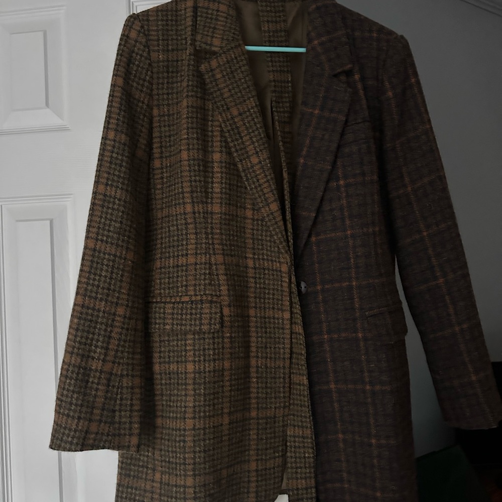 Vestique Brown Plaid Belted Blazer